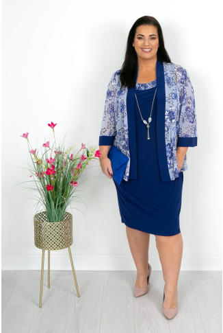 Cobalt Blue Dress & Mesh Jacket