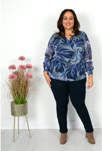 Swirl Blue Chiffon Top
