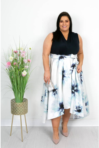 Navy and Ivory High Lo Dress-Online Exclusive