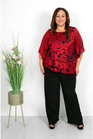 Red Burnout Evening Top