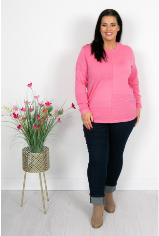 Candy Pink Mixed Rib Knit