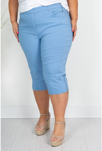 Sky Blue Zip Detail Crops