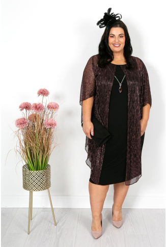 Burgundy Lurex Cape Dress