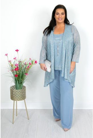 Serenity Blue Shimmer Trouser Suit
