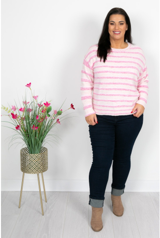 Pink & White Stripe Knit