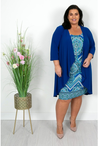 Turquoise and Blue Mosaic Dress and Jacket - Online Exclusive