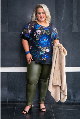 Rosie Top in Royal and Khaki