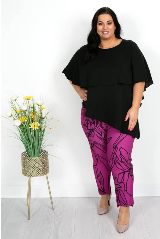 Black Overlay Asymmetric Occasion Top