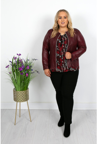 Burgundy Leatherlook Jacket
