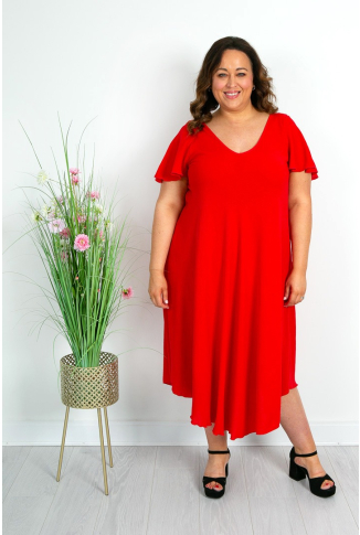 Scarlet Asymmetric Hem Dress