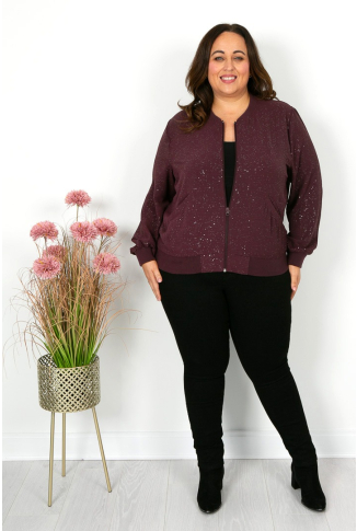 Burgundy Shimmer Bomber Jacket