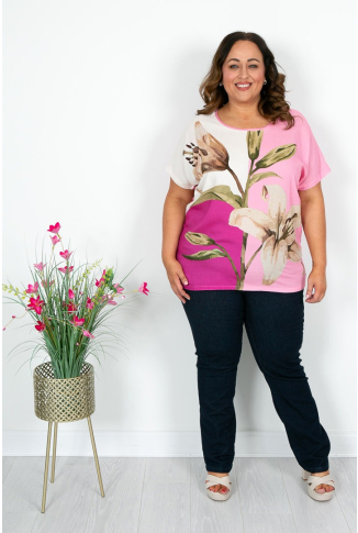 Pink Flower Print Top