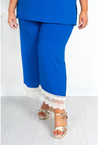 Cobalt Blue Lace Hem Culottes