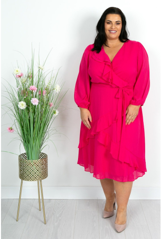 Fuchsia Crossover Midi Dress - Online Exclusive