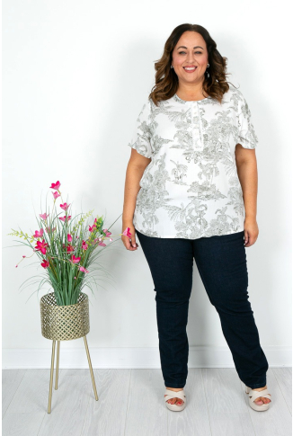 Khaki Exotic Print Top