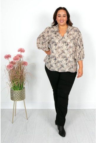 Collared Top with Metallic Detail