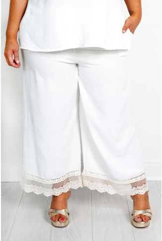 White Lace Hem Culottes