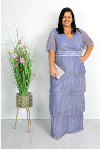 Lilac Lurex Tier Maxi Dress 