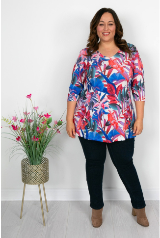 Red and Blue Print Tunic