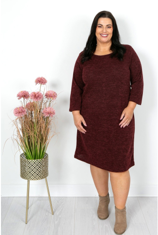 Burgundy Textured Knit Dress