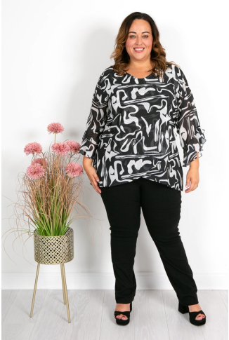 Monochrome Abstract Chiffon Top 