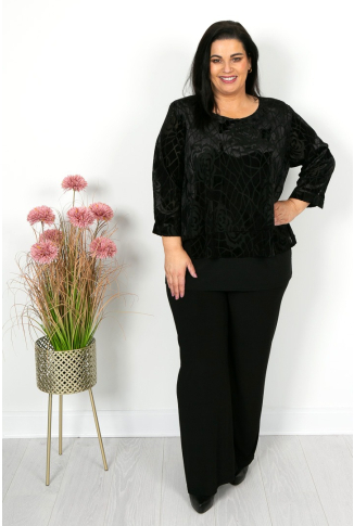 Black Velvet Floral Burnout
