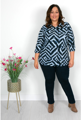 Blue Abstract Print Tunic 