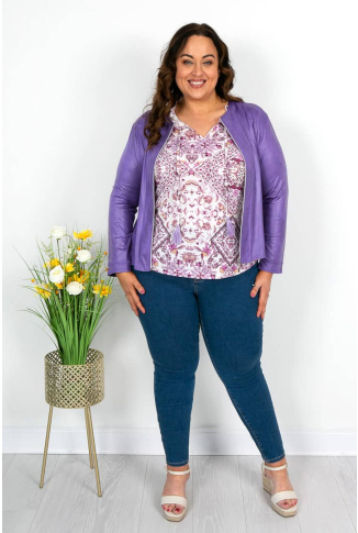 Deep Lilac Pleather Jacket