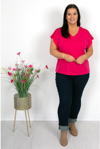 Cerise Pink Lace Detail T-Shirt