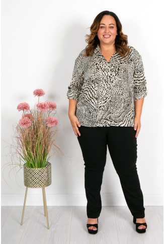 Ivory & Black Animal Print Shirt