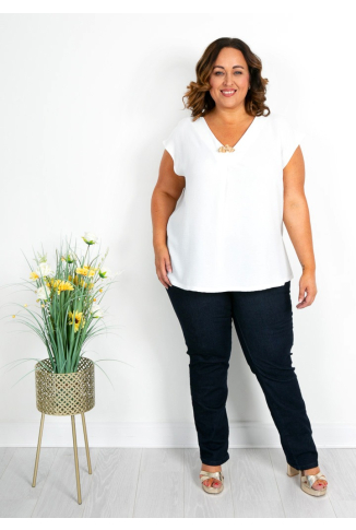 Ivory Top with Gold Brooch Detail 