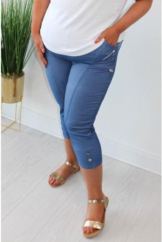 Denim Elasticated Cropped Trouser