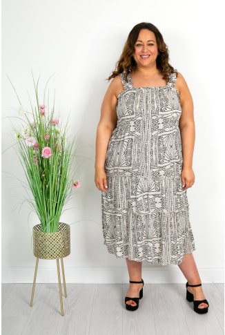 Mixed Print Strappy Dress