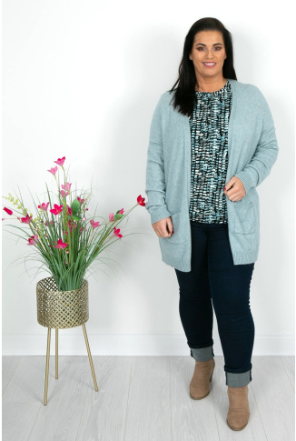 Mid Length Cardi in Duck Egg