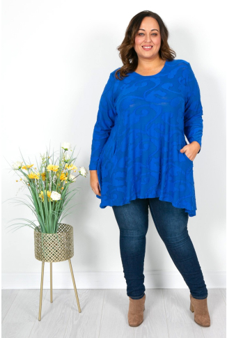 Royal Blue Burnout Pocket Tunic