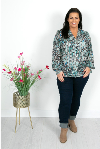 Sea Green & Turquoise Cotton Mix Top
