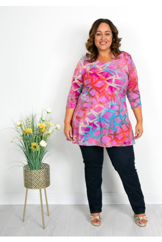 Fuchsia Turquoise Square Print