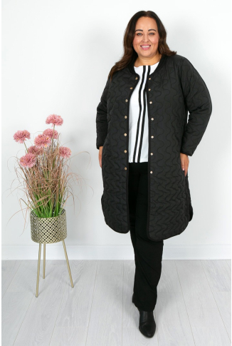 Black Lightly Quilted Coat