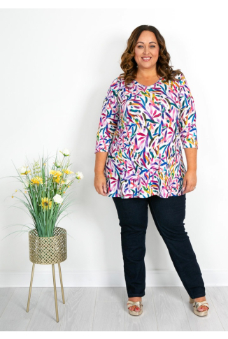 White Blue Purple Brushstroke Tunic