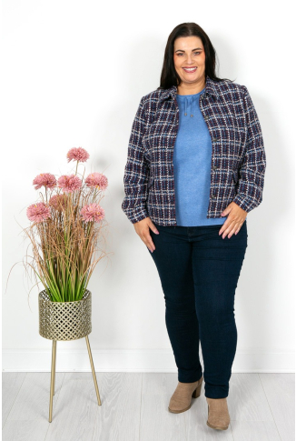 Boucle Jacket in Navy & Wine - Online Exclusive