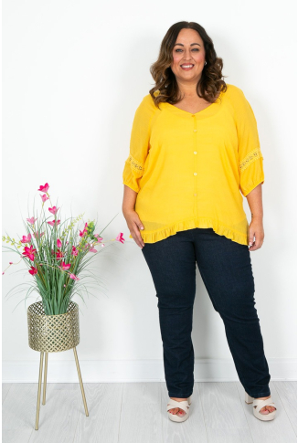 Yellow Frill Hem Top