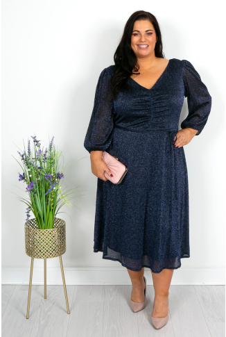 Navy Lurex Dress - Online Exclusive