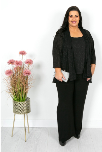 Lurex Top & Jacket in Black