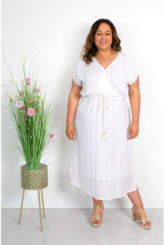 Ivory & Rose Gold Lurex Dress
