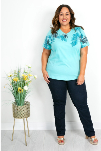 Turquoise Fern Print T-shirt