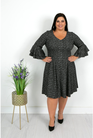 Black and White Dress with Bell Sleeve - Online Exclusive
