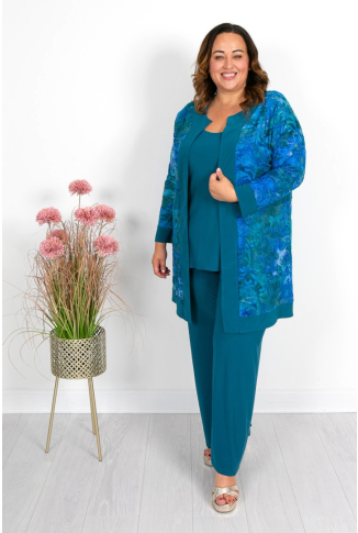Teal & Blue Burnout Jacket with Cami