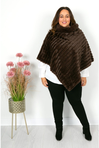 Chocolate Brown Faux Fur Poncho - Online Exclusive