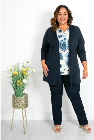 Navy Fine Loose Knit Cardigan