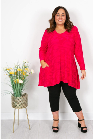 Cerise Pink Burnout Pocket Tunic